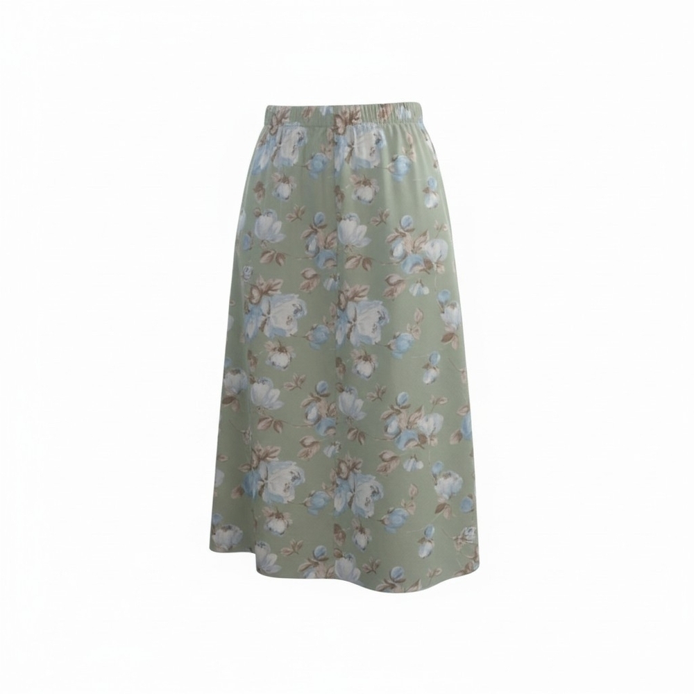 USA Y2K Karen Kane 220 Hickory Floral Sage Green Midi Full Skirt Women's XLG PT